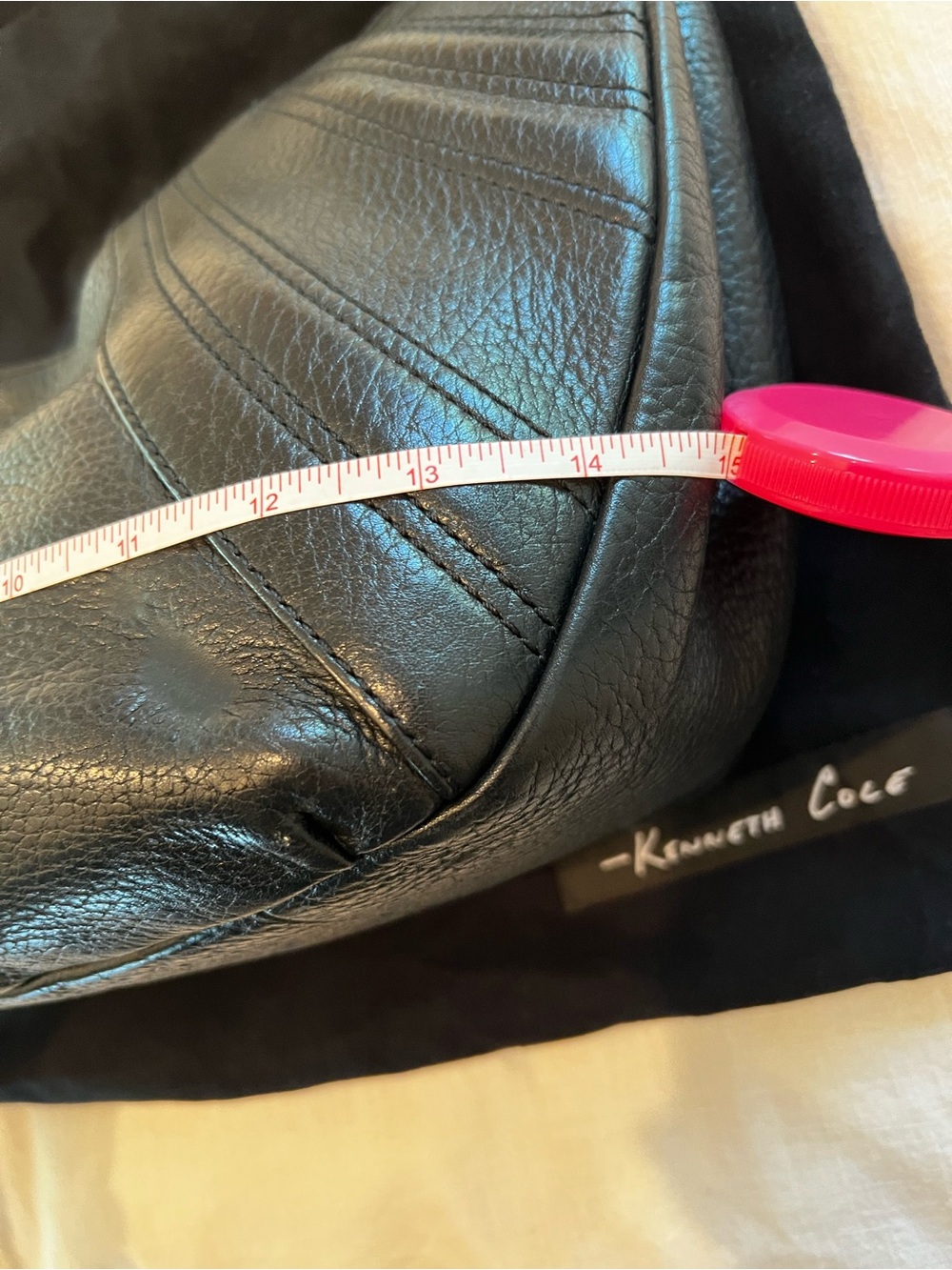 Kenneth Cole Black Pebbled Leather Hobo Shoulder Bag Braided Strap - Picture 5 of 5